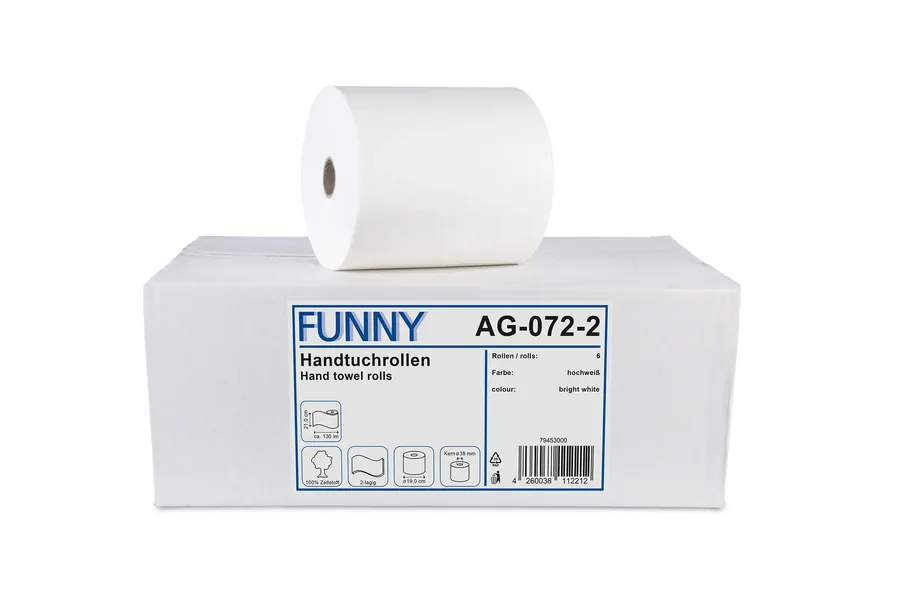 Handtuchrolle Autocut 21 cm, 2-lagig, Ø 19 cm, Zellstoff hochweiß, 6 Rollen