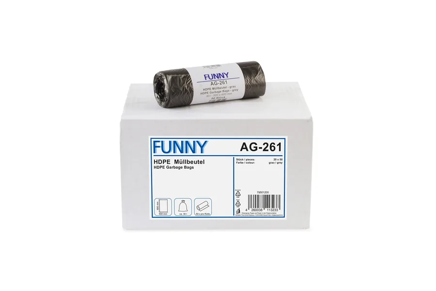 HDPE Müllbeutel, grau, 30 l, 500 x 600 mm, 1.000 Stück
