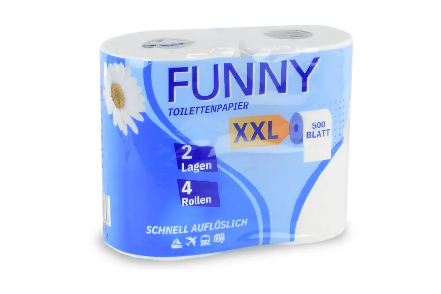 Toilettenpapier 2-lagig, 500 Blatt, Zellstoff weiß, 10 x 4 Rollen