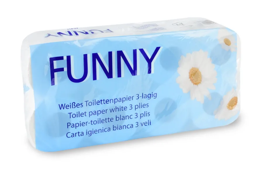 Toilettenpapier 3-lagig, 250 Blatt, Zellstoff hochweiß, 9 x 8 Rollen