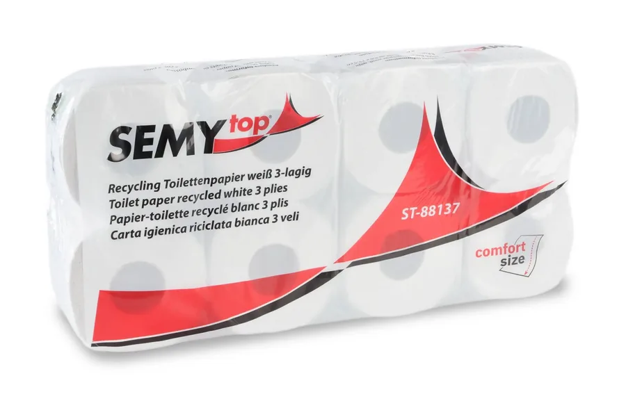 Toilettenpapier 3-lagig, 250 Blatt, Recycling weiß, 9 x 8 Rollen
